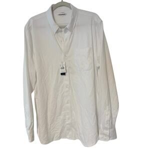 NWT J.Crew Performance Knit Oxford Shirt In White Size Large